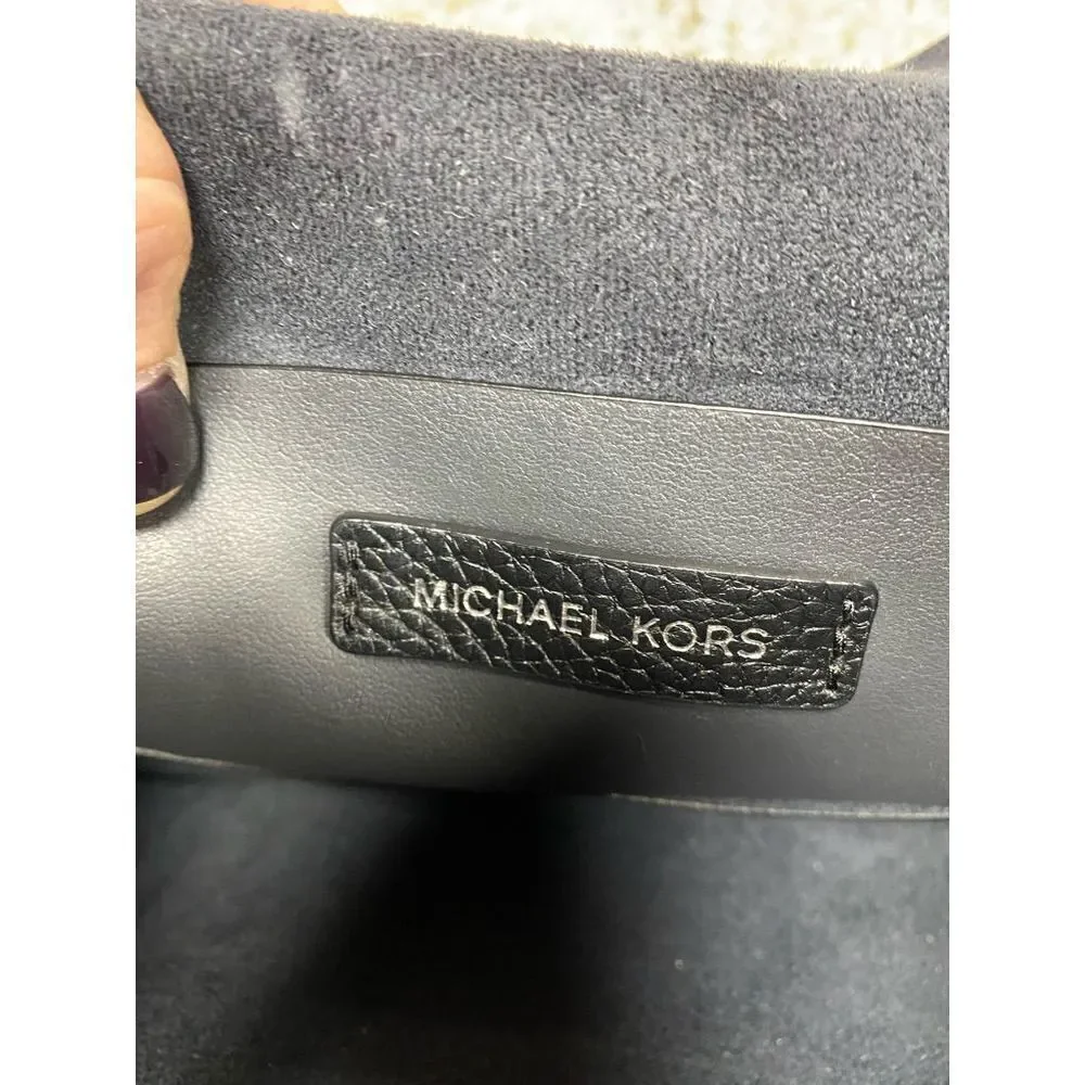 Michael Kors Black Pebbled Leather & Suede Backpack